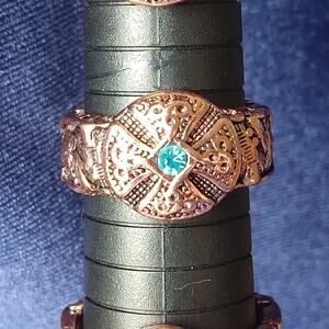 Copper Celtic Blue Gem Unisex Ring size 10 new old stock fashion jewelry